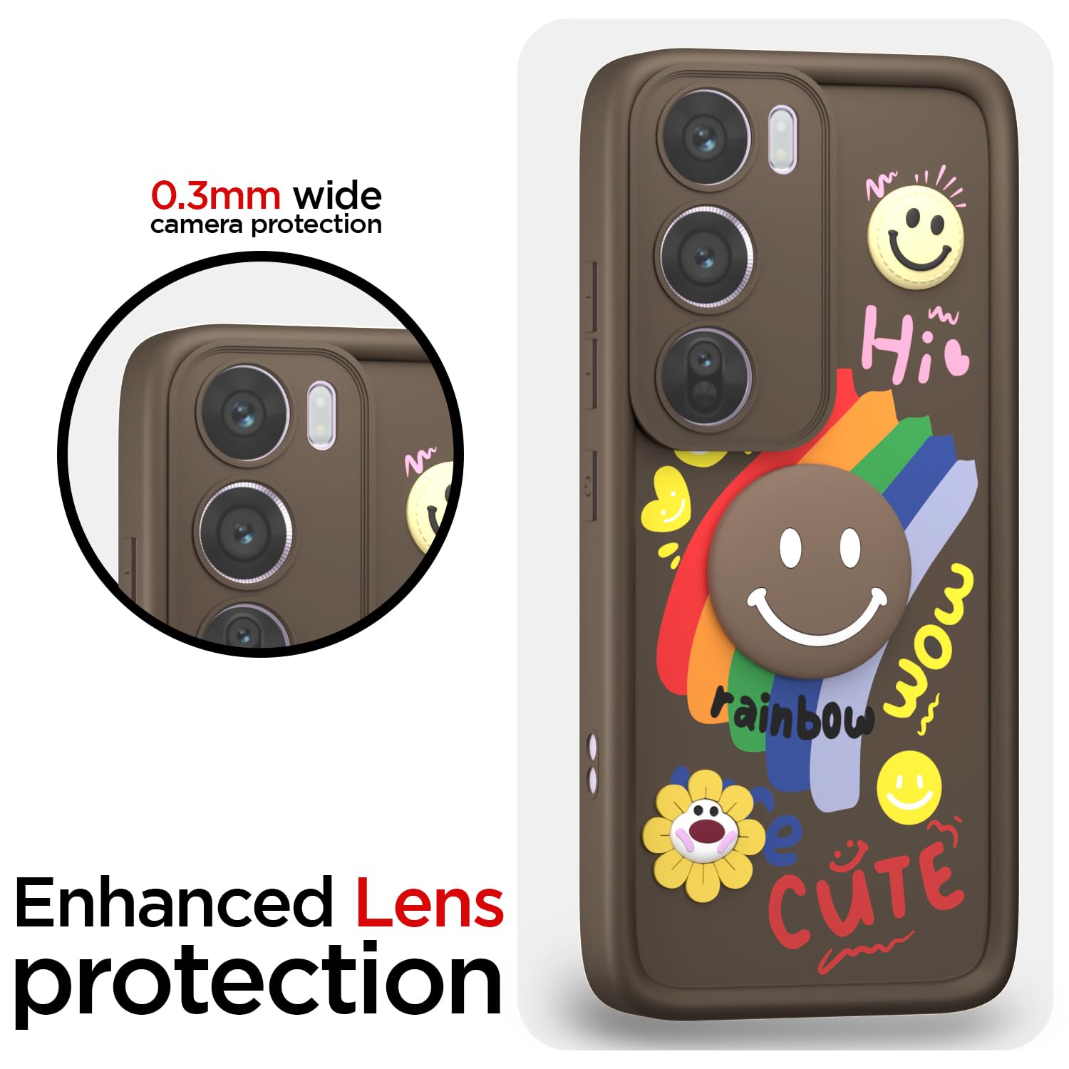 Pikkme Oppo Reno 12 Pro 5G Soft Silicone brown mobile back cover – photo 5