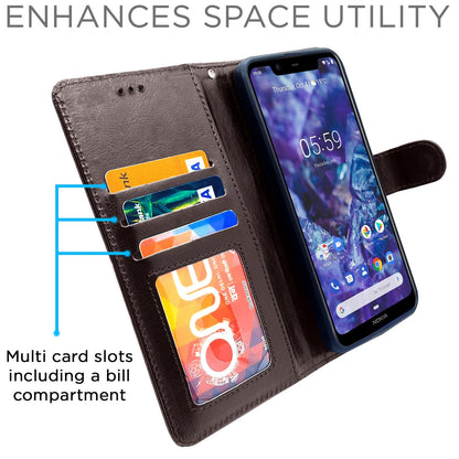 Pikkme Nokia 5.1 Plus Vintage Flip Cover (Coffee)