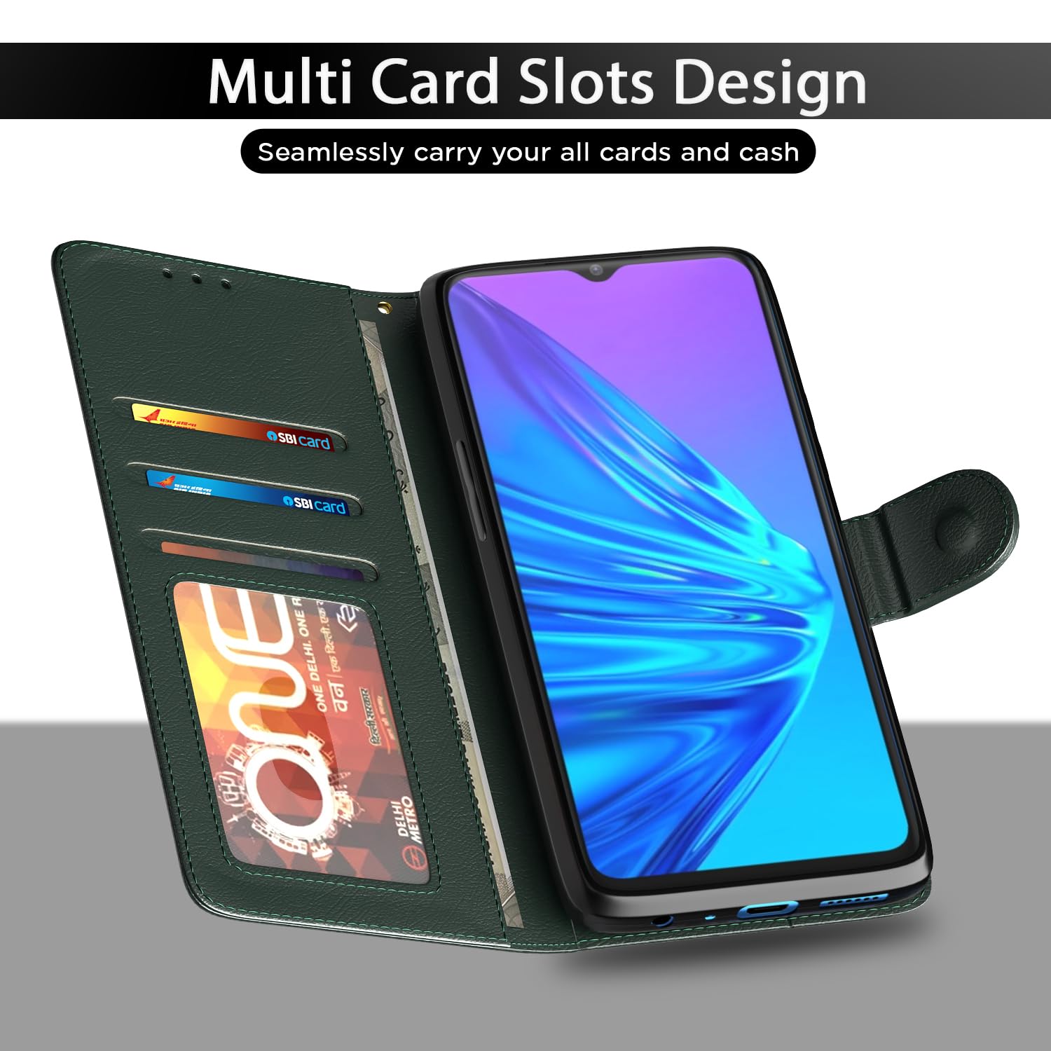 Realme 5i/5/5s/Narzo 10 flip cover in green by Pikkme – photo 5