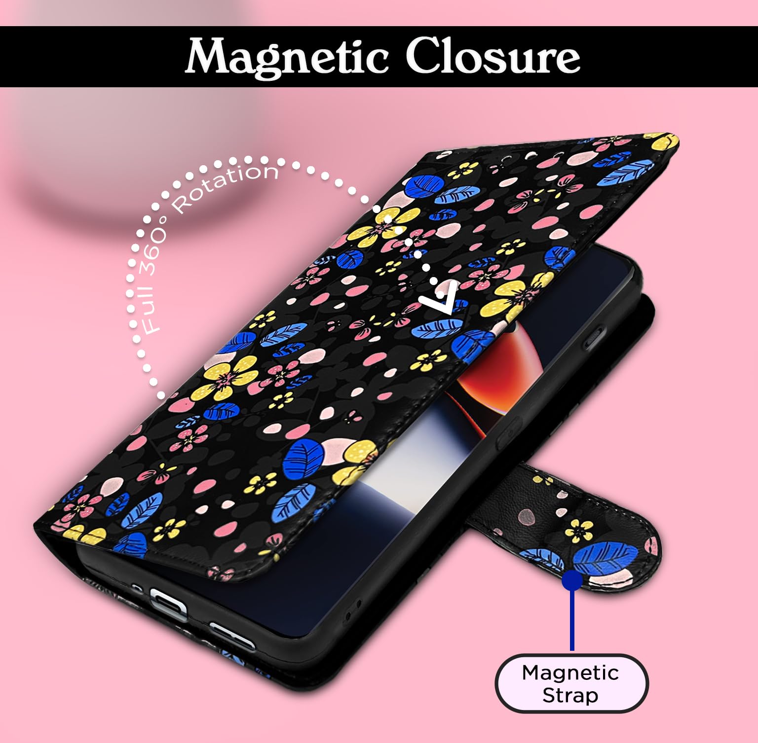 Pikkme black flower mobile flip cover for OnePlus 11R 5G – photo 2