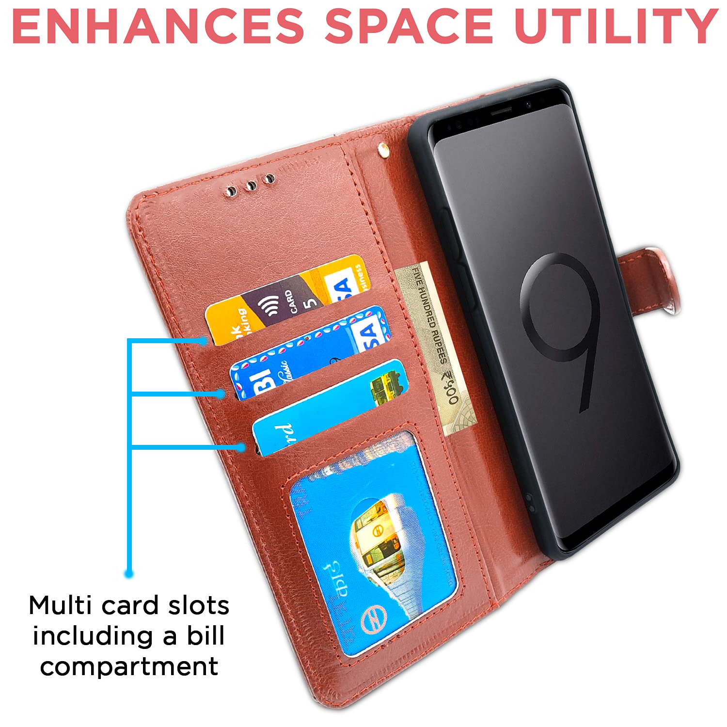 Brown flip cover for Samsung S9 Plus – Pikkme – photo 3