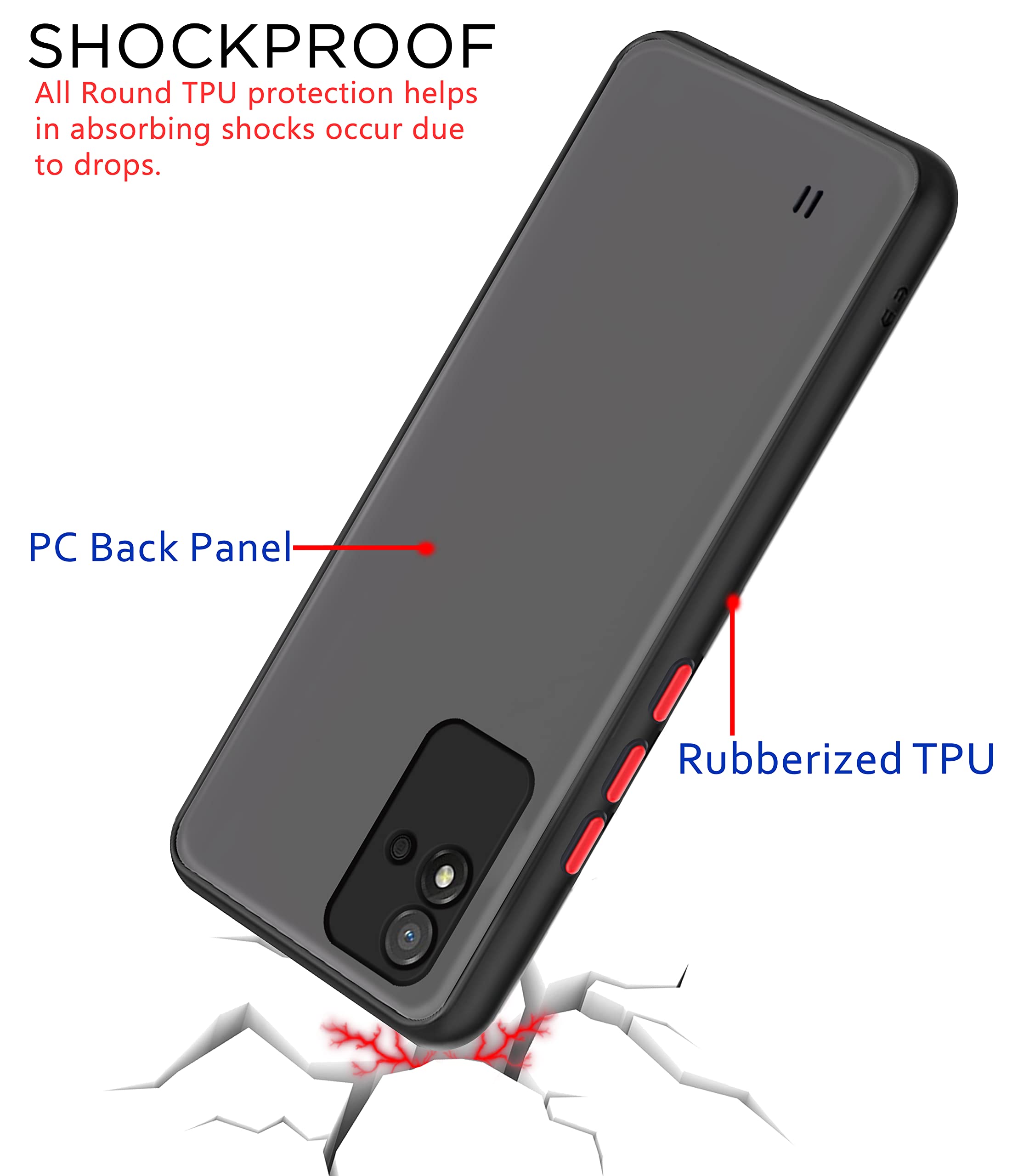 Black Hybrid mobile cover for Realme Narzo 50i – Pikkme – photo 4