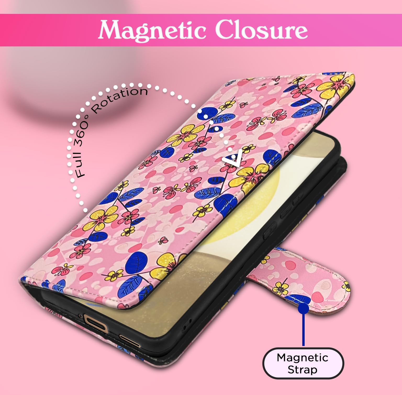 Pikkme Samsung S24 5G Wallet pink flower flip case – photo 3