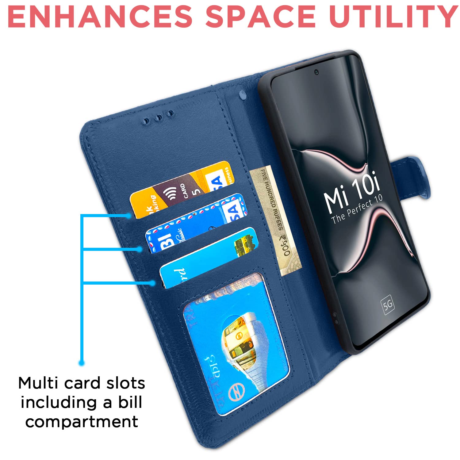 Pikkme Mi 10i Flip Case Vintage Flip Cover (Blue)