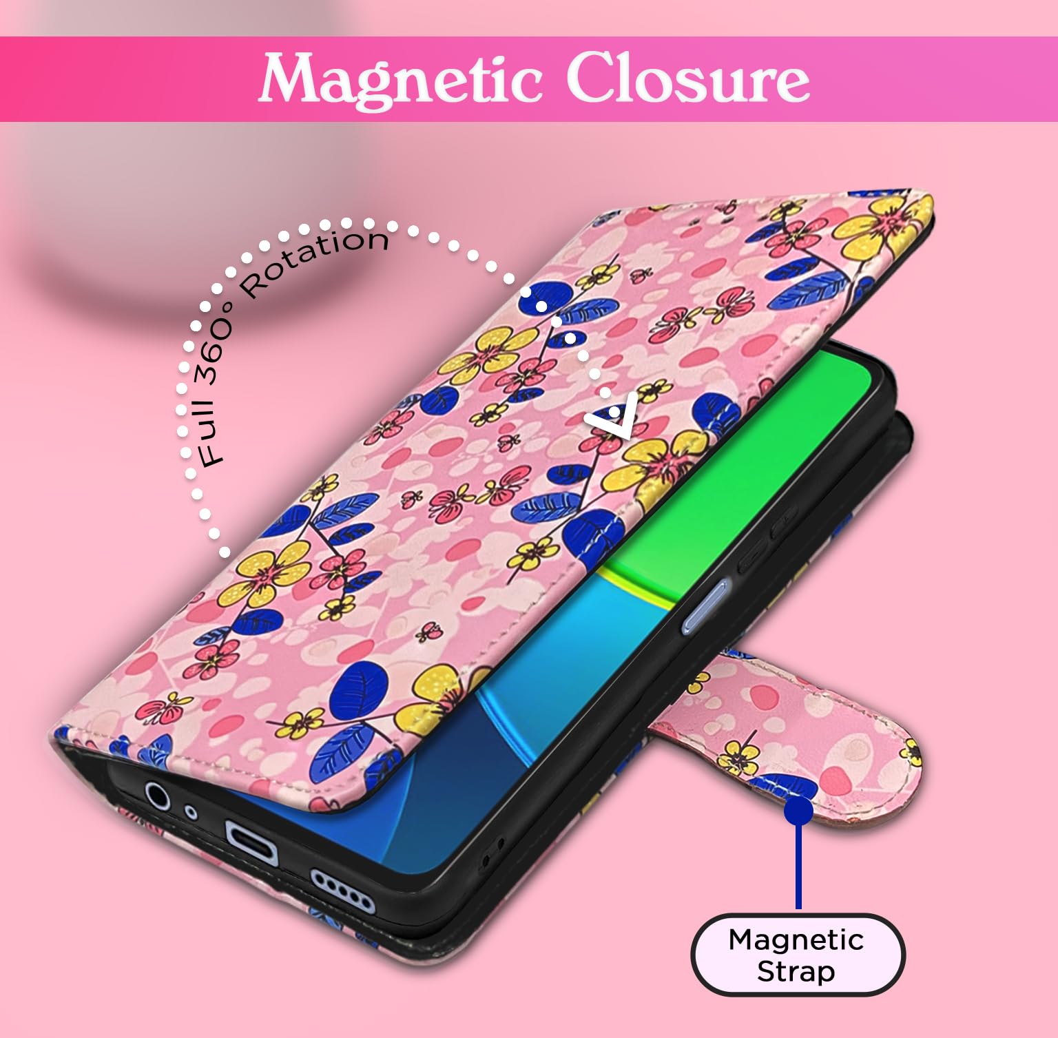 Pikkme Vivo Y19s pink flower flip case – photo 6