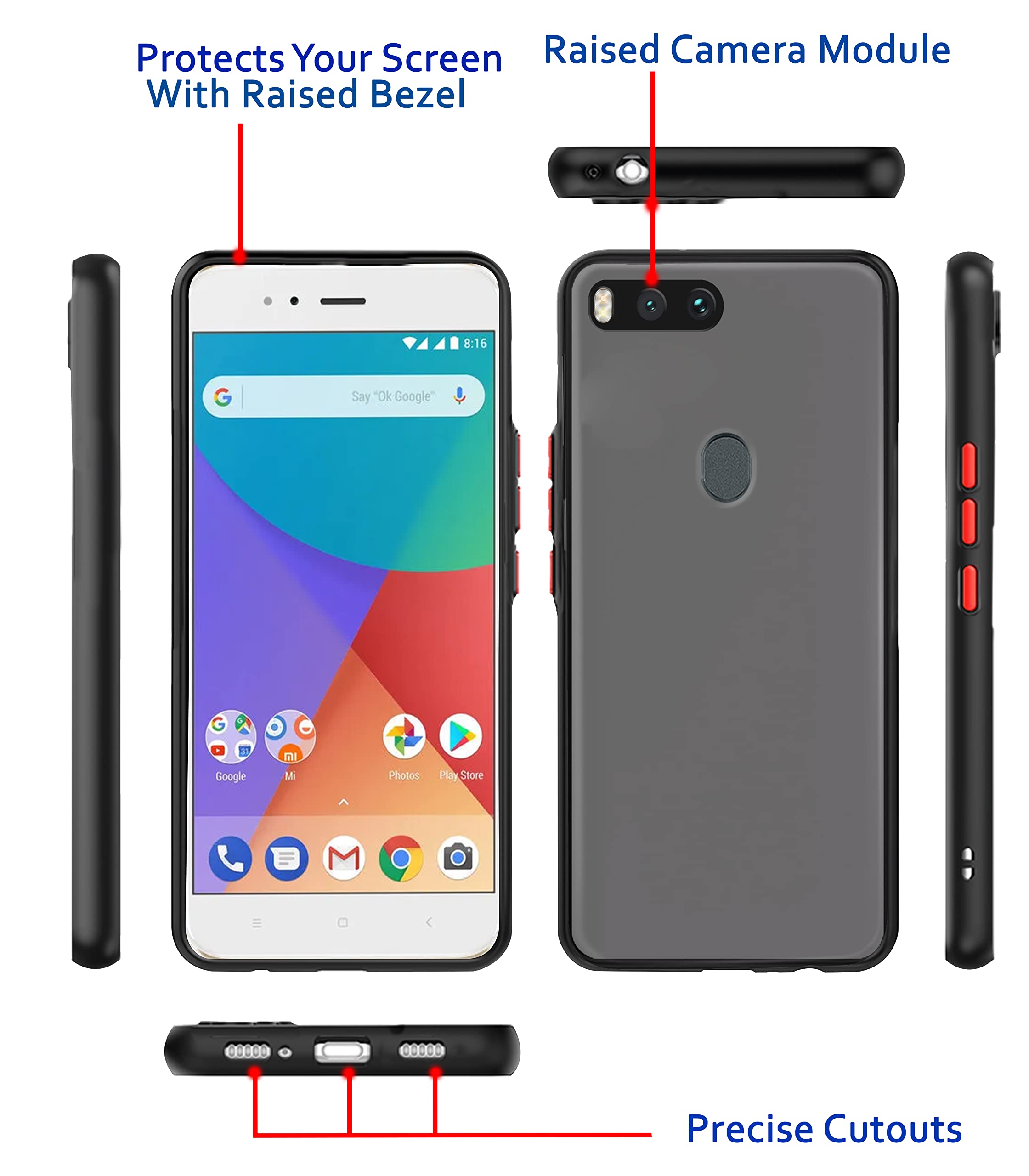 Black Hybrid mobile back cover for Mi A1 – Pikkme – photo 3