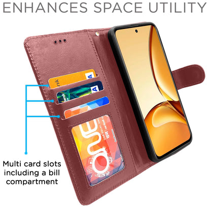 Realme C63 5G Wallet wallet flip cover in brown by Pikkme – photo 3