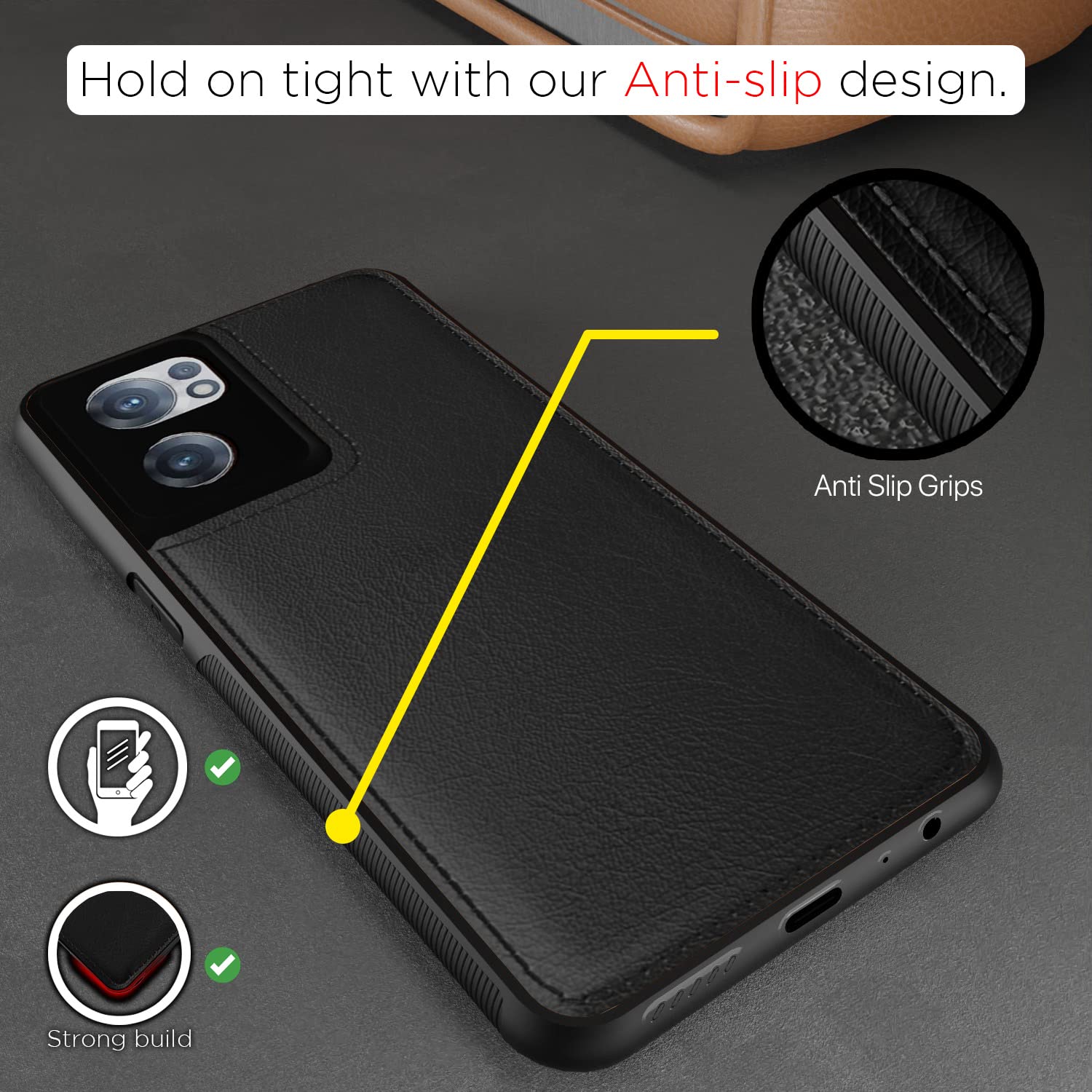 OnePlus Nord CE 2 5G Leather back cover in black by Pikkme – photo 3