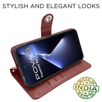 Pikkme Tecno Pova 5/Pova 5 Pro 5G Button brown flip case – photo 4
