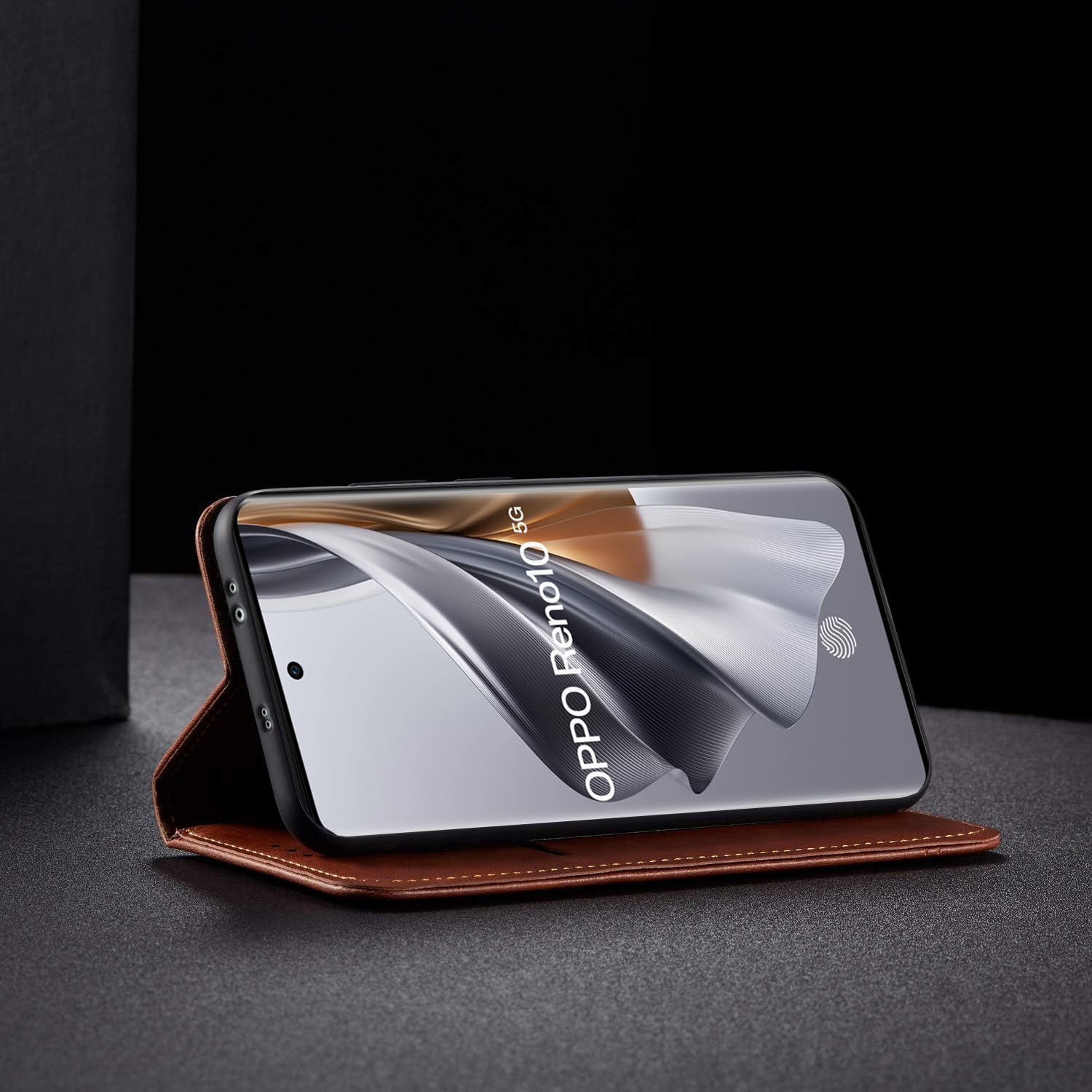 Oppo Reno 10 5G Magnetic mobile flip cover in brown by Pikkme – photo 5