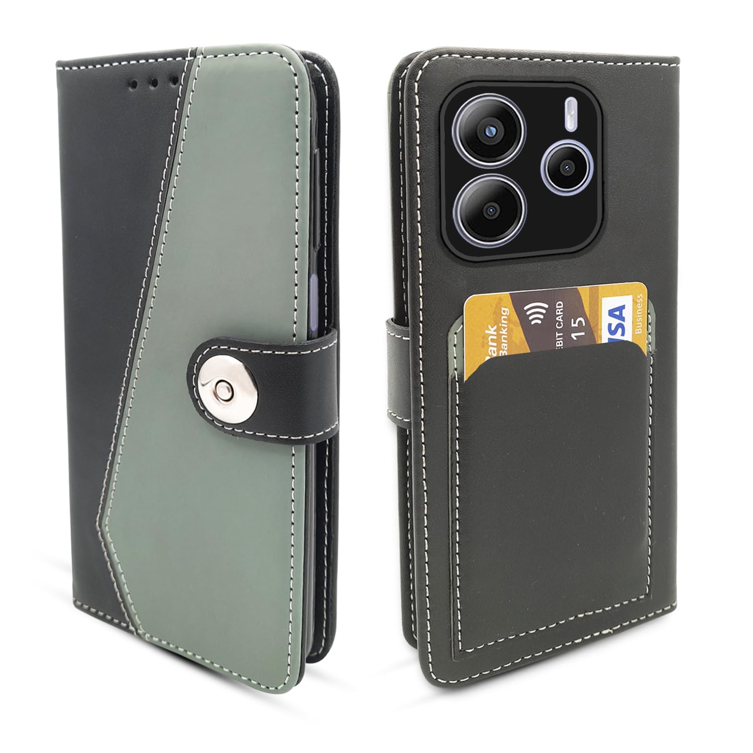Grey Magnetic mobile flip cover for Redmi Note 14 5G – Pikkme