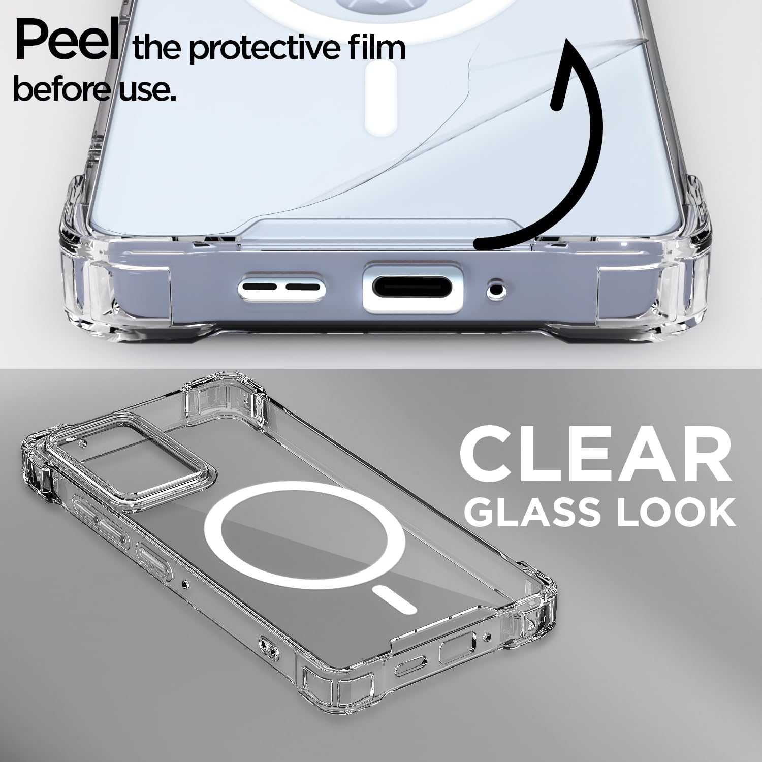 Pikkme Motorola Moto Edge 50 Fusion 5G Mag-Safe Shockproof PC + TPU Back Cover (Transparent)