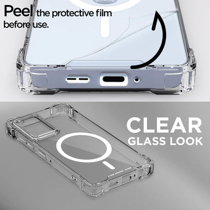 Pikkme Motorola Moto Edge 50 Fusion 5G Mag-Safe Shockproof PC + TPU Back Cover (Transparent)
