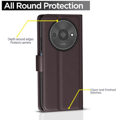 Pikkme Redmi A3 (2024) / Redmi A3x / Poco C61 Vintage Flip Cover (Coffee)