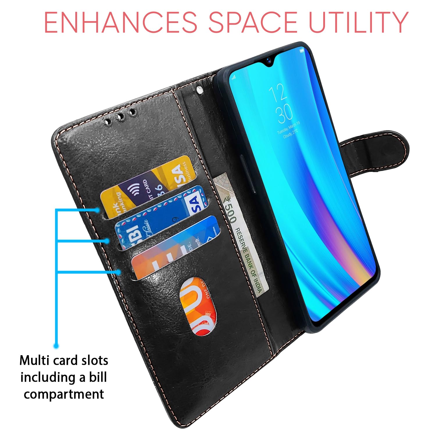 Realme 3 Pro flip cover in black & brown by Pikkme – photo 4