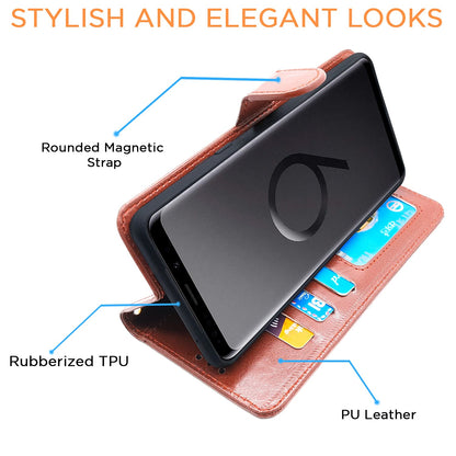 Samsung S9 Plus Wallet wallet flip cover in brown by Pikkme – photo 5