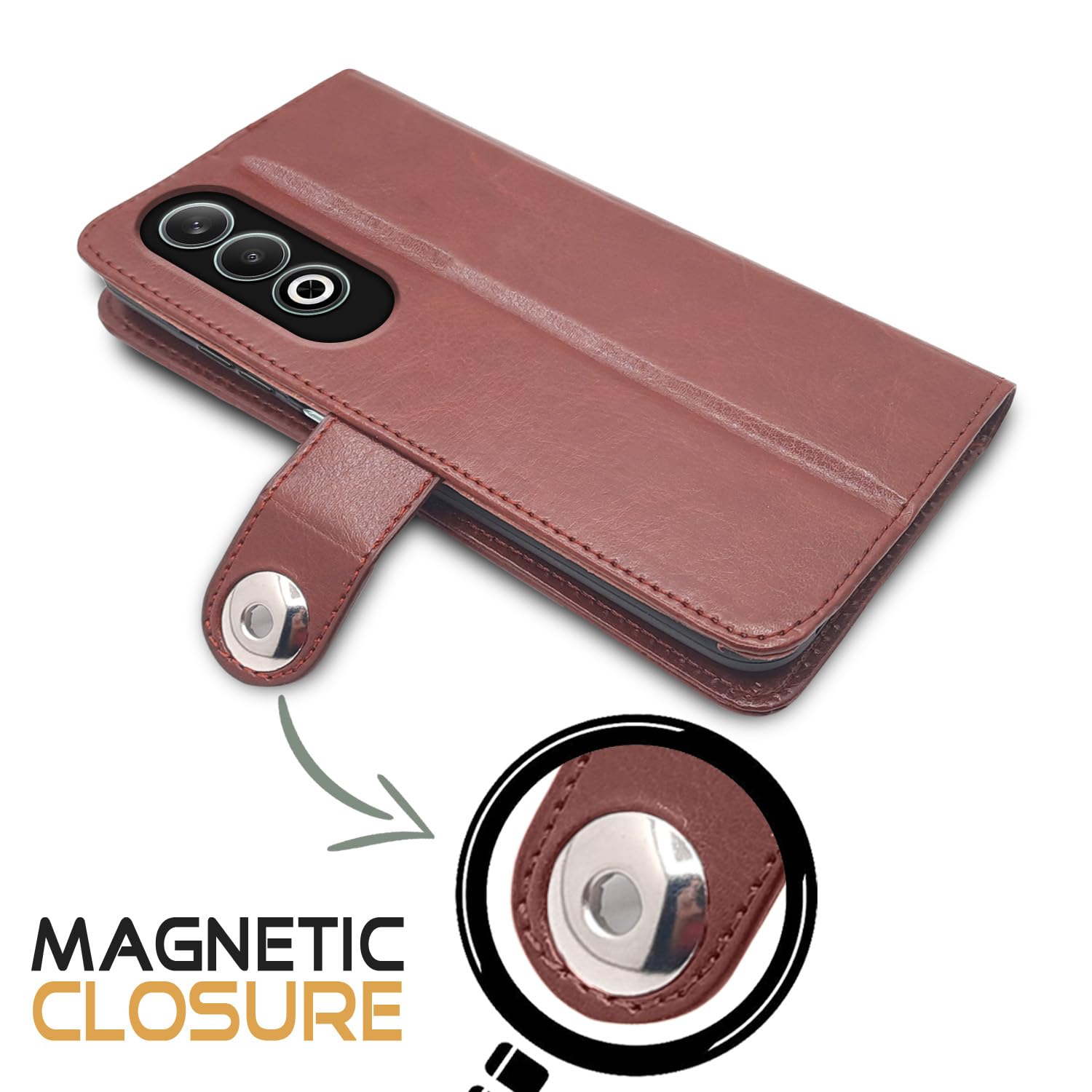 Oppo K12x 5G Button flip cover in brown by Pikkme – photo 4