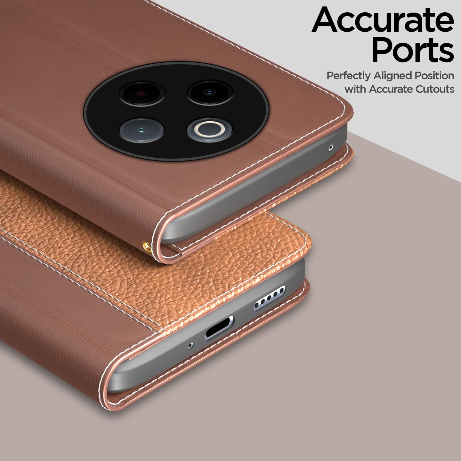 Pikkme Vivo T4 5G / iQoo Z10 5G Contrast Flip Cover (Tan)