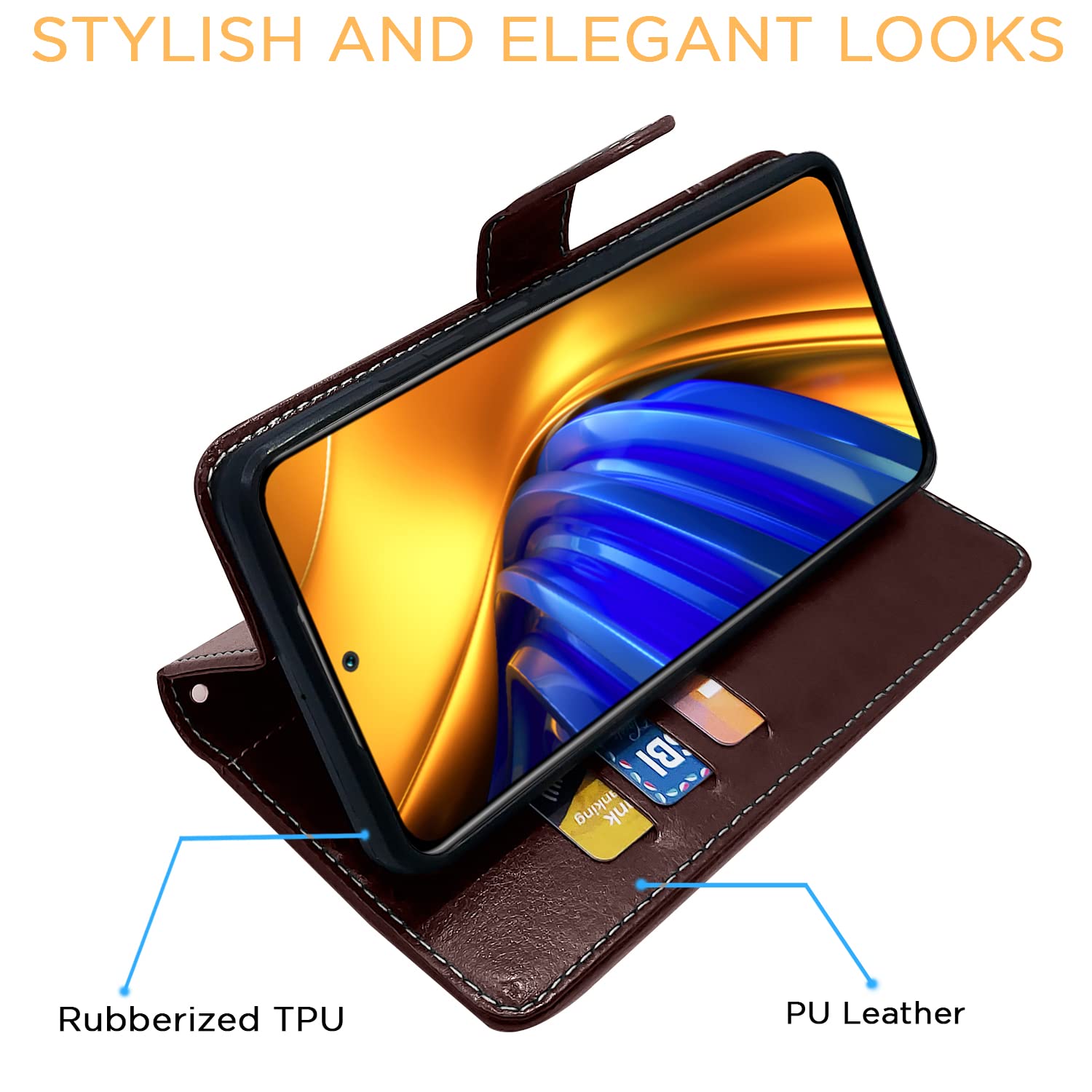 Pikkme Mi Poco F4 5G Magnetic coffee & brown mobile flip cover – photo 5