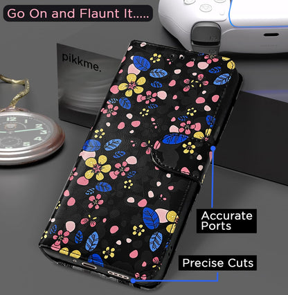 Black flower Wallet wallet flip cover for Realme 10 Pro 5G – Pikkme – photo 4