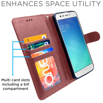 Oppo F3 flip case in brown by Pikkme – photo 3