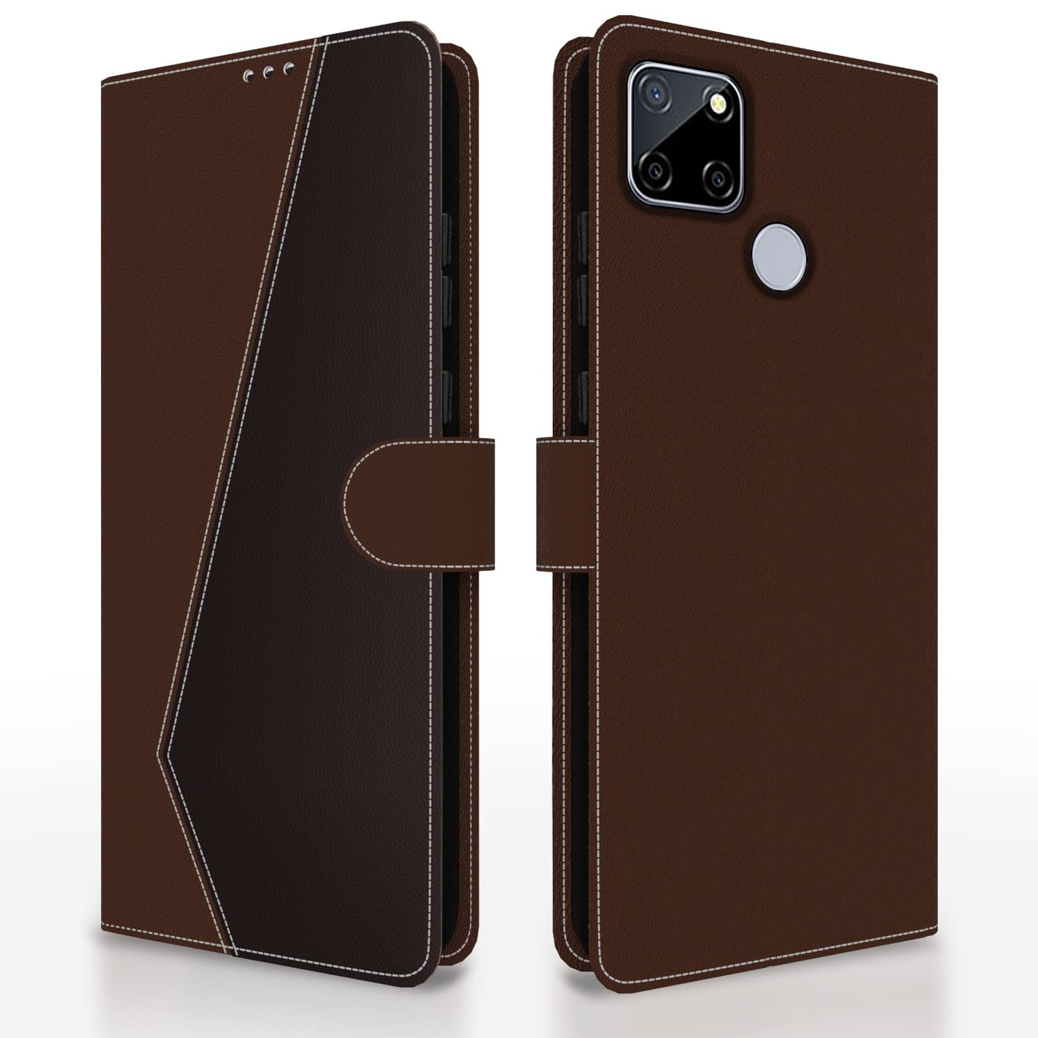 Realme C12/C25/C25s/Narzo 20/Narzo 30A mobile flip cover in brown & coffee by Pikkme