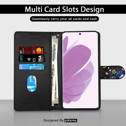 Pikkme black flower Wallet wallet flip cover for Redmi Note 14 Pro Plus 5G – photo 2