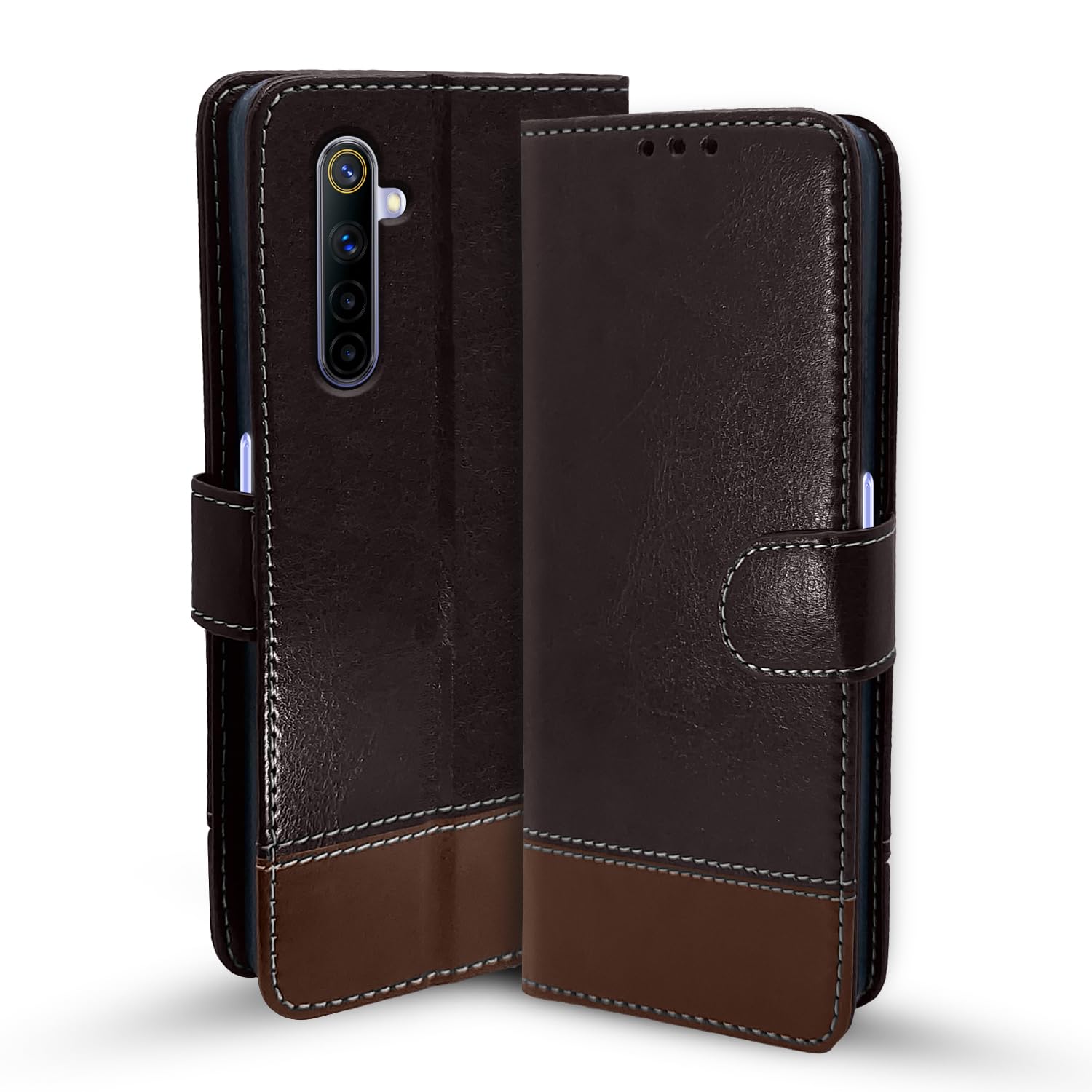 Pikkme coffee & brown Magnetic flip case for Realme 6/6i