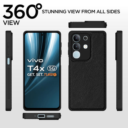 Pikkme Vivo T4x 5G / iQoo Z10x 5G Leather Back Case | Black