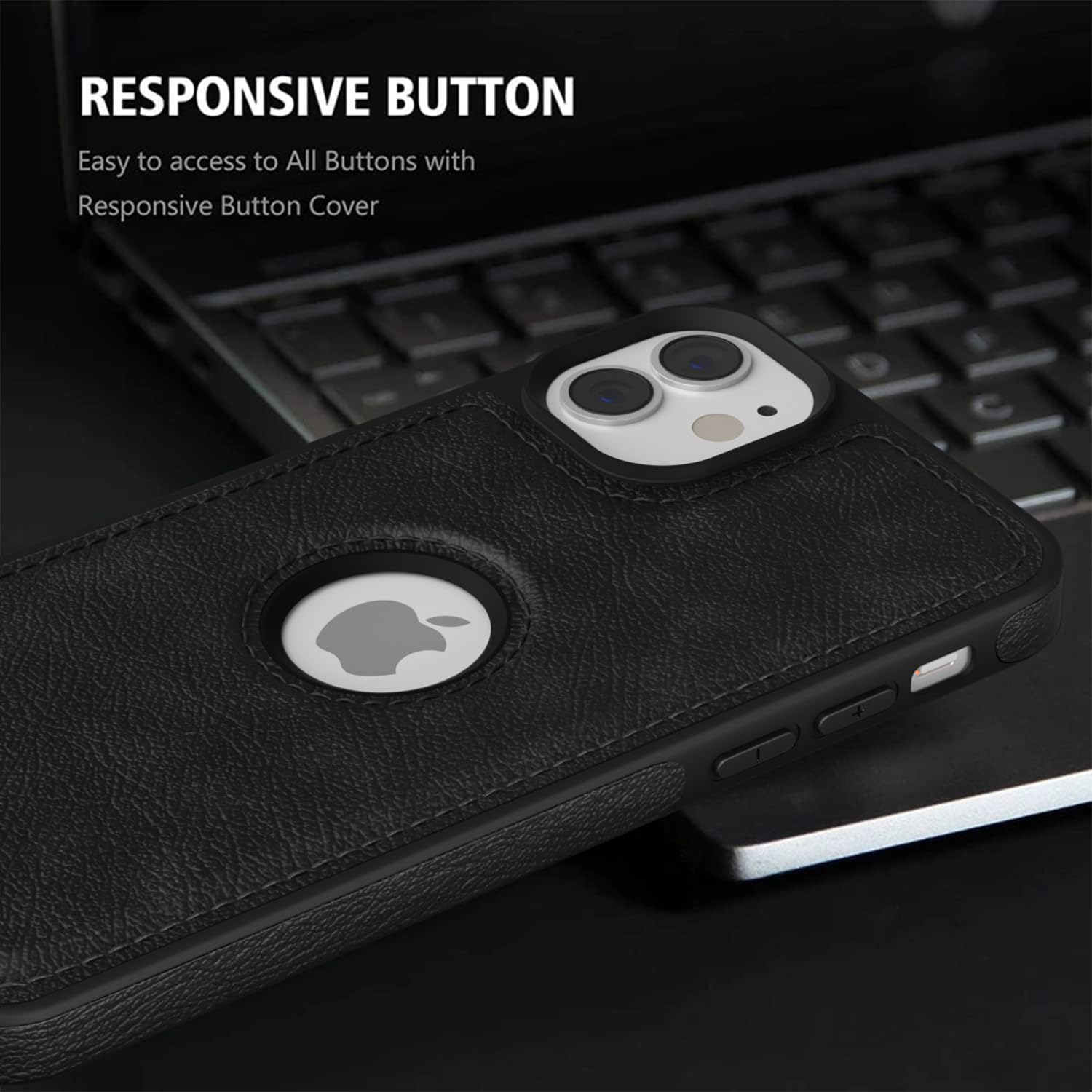 Pikkme iPhone 12/12 Pro Flexible Pu Leather Back Case (Black)
