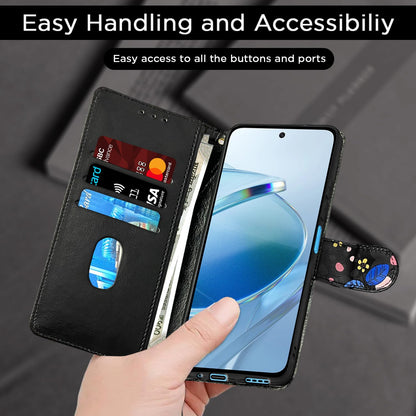 Black flower wallet flip cover for Redmi 12 4G – Pikkme – photo 4