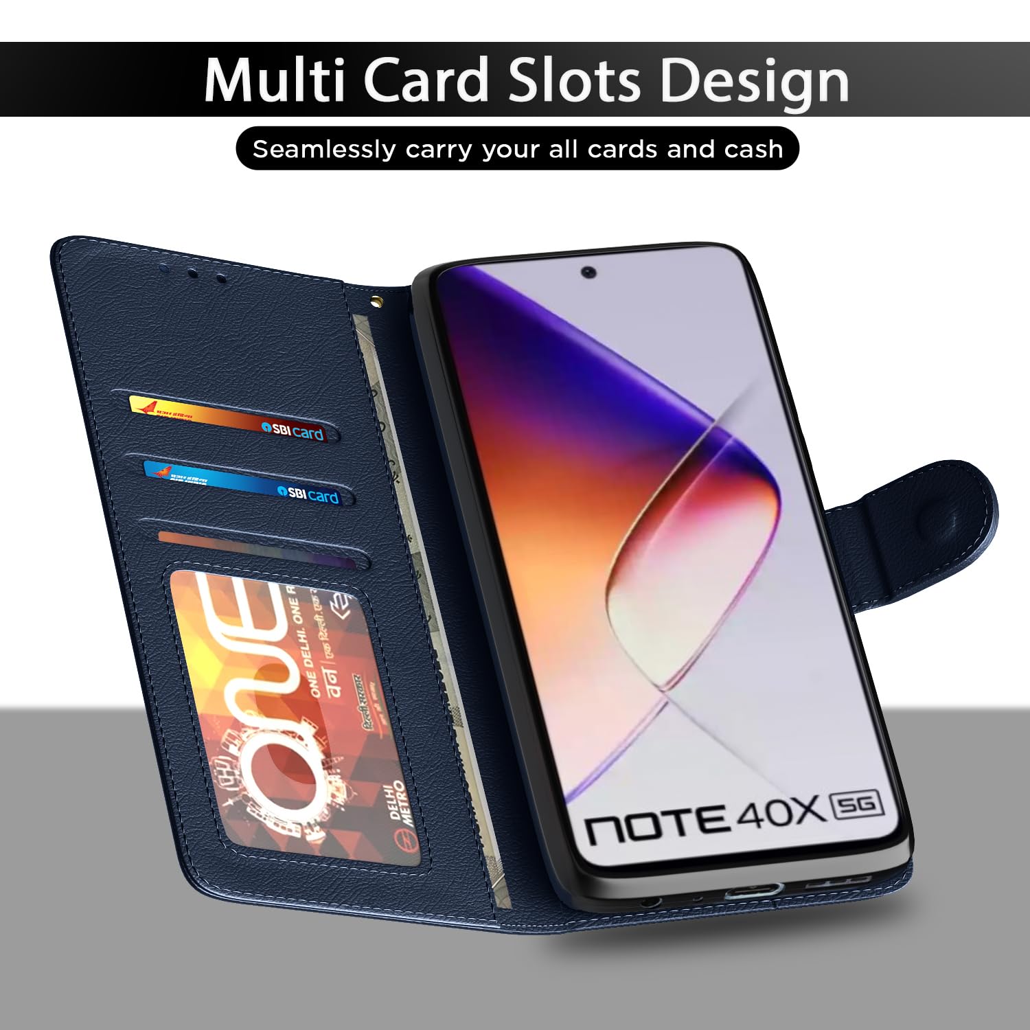 Infinix Note 40x 5G flip cover in blue by Pikkme – photo 5