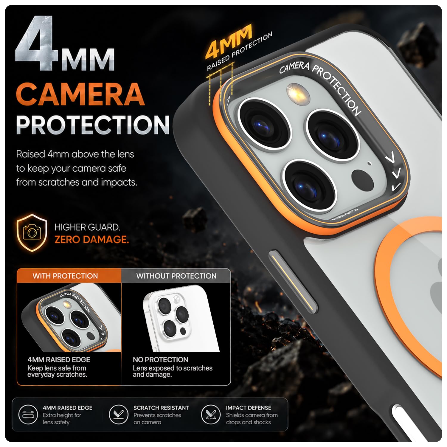 iPhone 16 Pro Max mobile back cover in black & orange mag-safe by Pikkme – photo 4