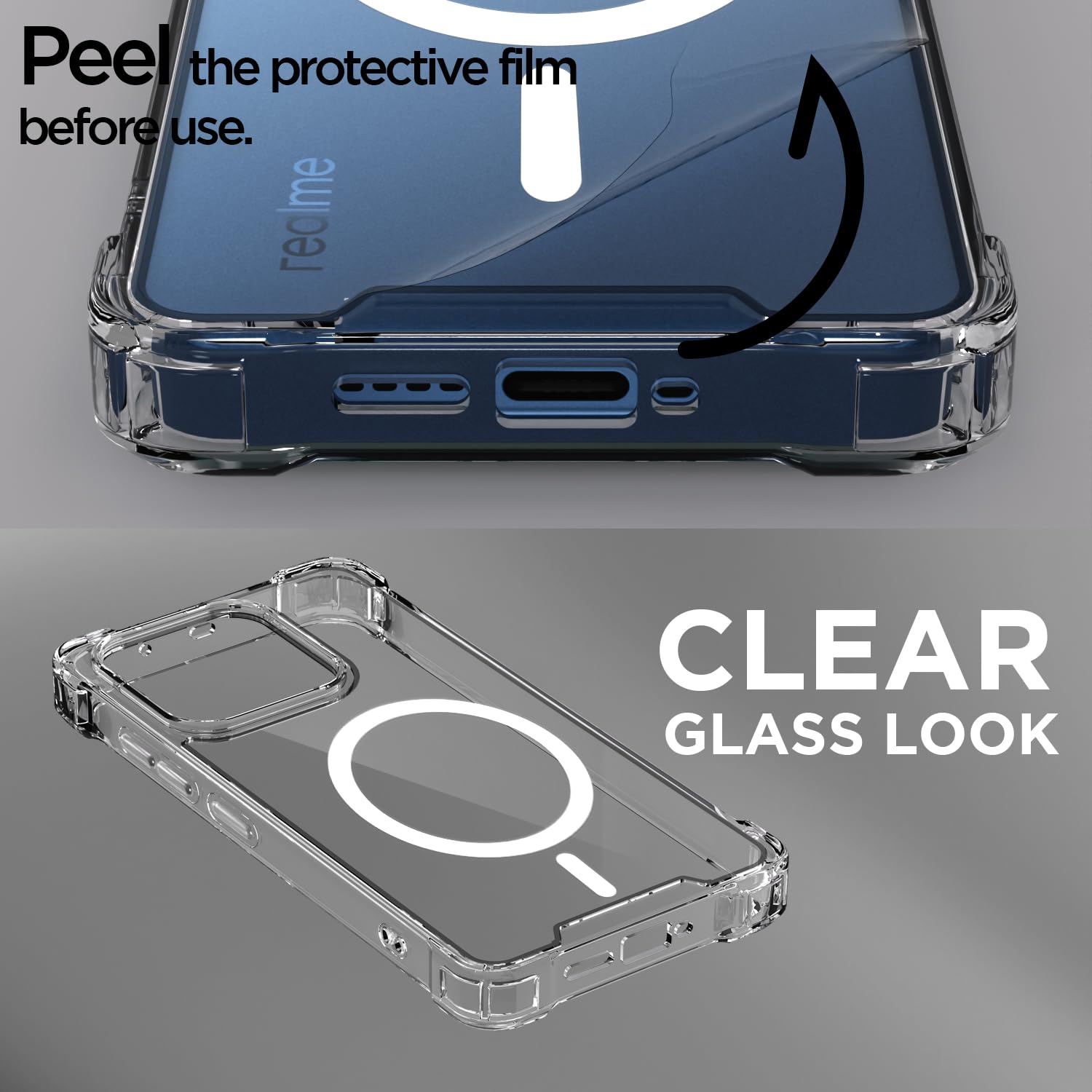 Transparent mag-safe mobile back cover for Realme 15T/Narzo 90 5G – Pikkme – photo 3