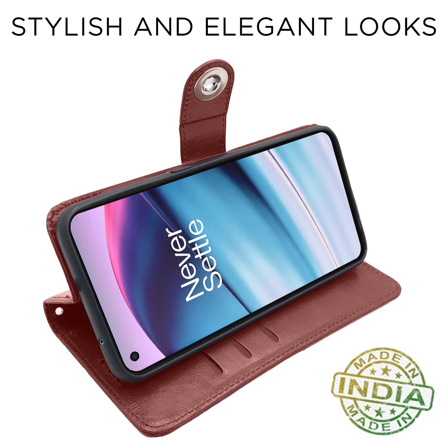 Pikkme OnePlus Nord CE 5G brown mobile flip cover – photo 6