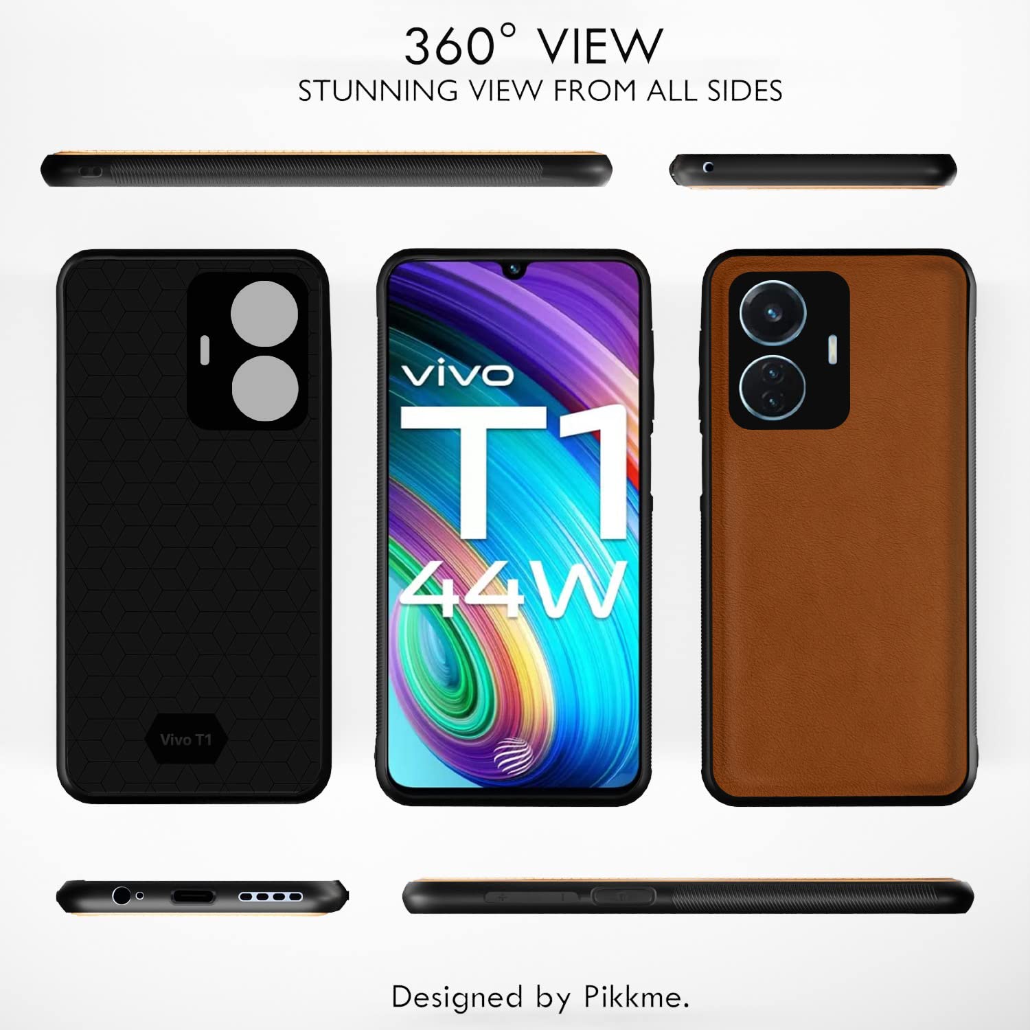 Vivo T1 44W/iQOO Z6 44W Leather phone cover in camel by Pikkme – photo 3
