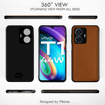 Vivo T1 44W/iQOO Z6 44W Leather phone cover in camel by Pikkme – photo 3