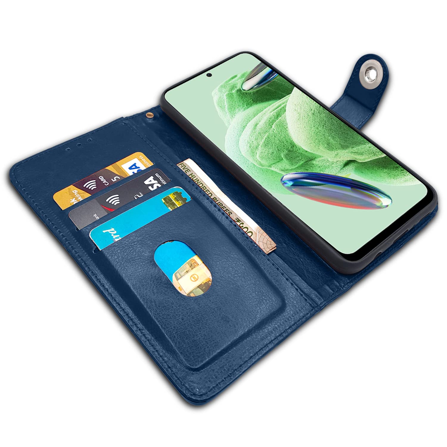 Pikkme Poco X5/Redmi Note 12 5G Button blue mobile flip cover – photo 3