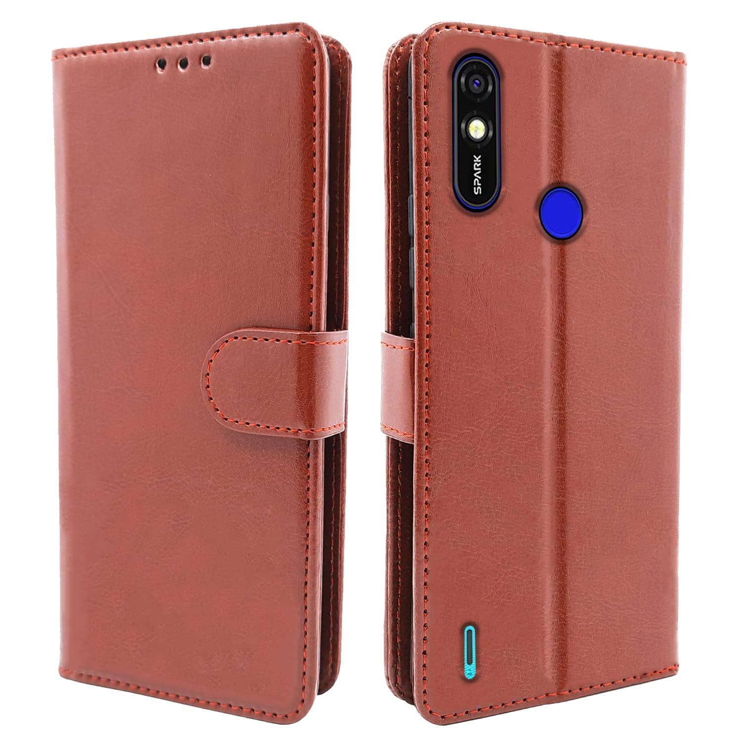 Pikkme Tecno Spark Go Plus Wallet brown mobile flip cover