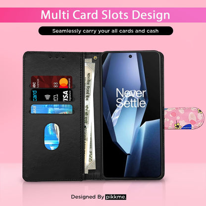 Pikkme pink flower Wallet flip cover for OnePlus 13R 5G – photo 2