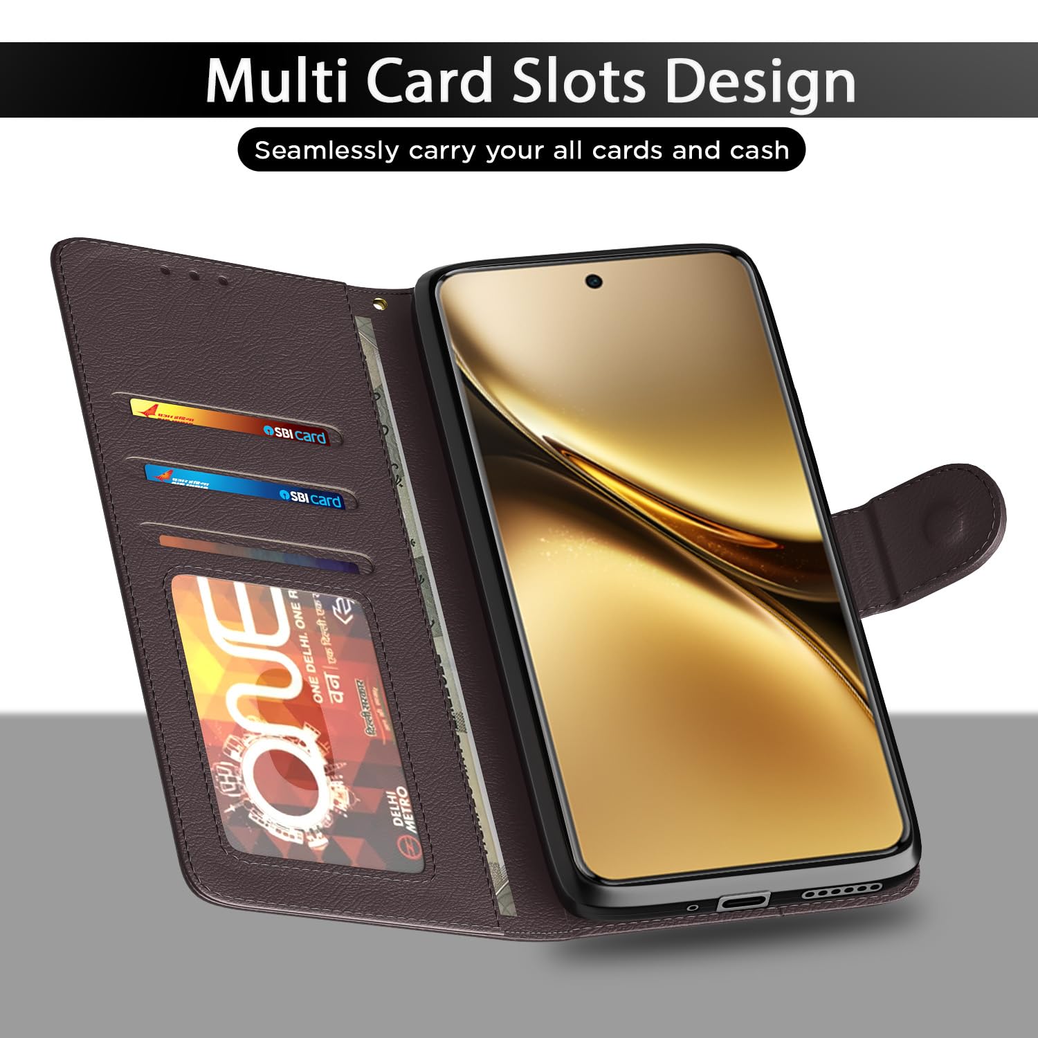 Vivo X200 Pro 5G Wallet mobile flip cover in coffee by Pikkme – photo 5