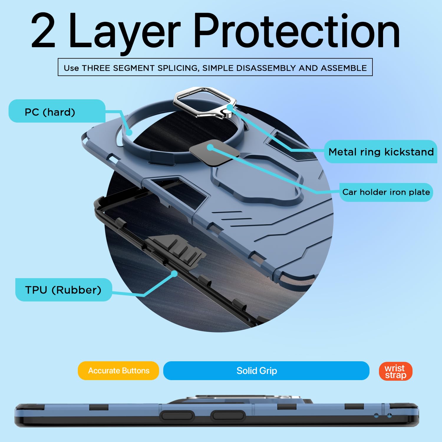 Pikkme Nothing Phone 3a Pro 5G D5 Tough Armor Bumper Case (Blue)