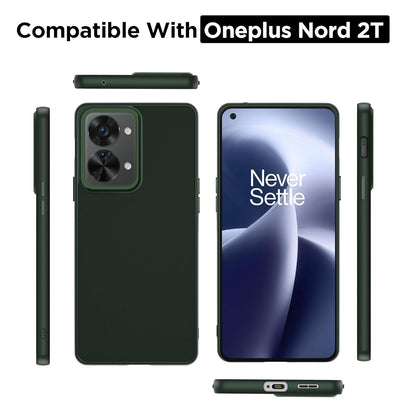 Pikkme OnePlus Nord 2T 5G Metal Ring Silicone Back Cover (Green)