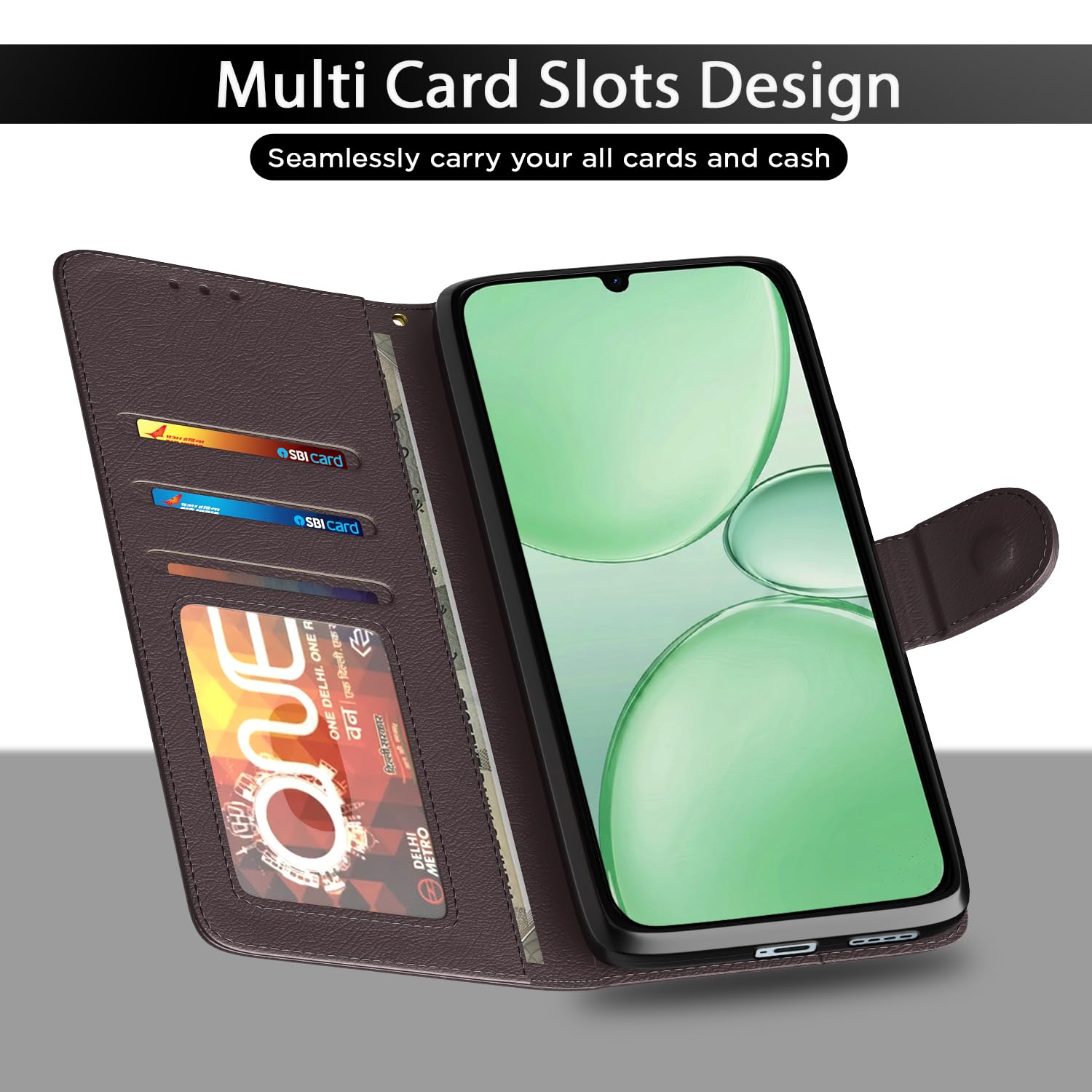 Pikkme coffee wallet flip cover for Realme P4 Lite/C83 5G – photo 5