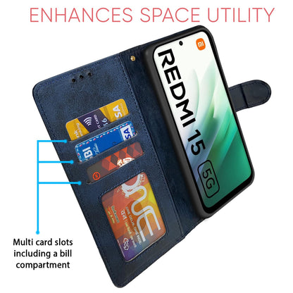 Redmi 15 5G wallet flip cover in navy & light blue by Pikkme – photo 5