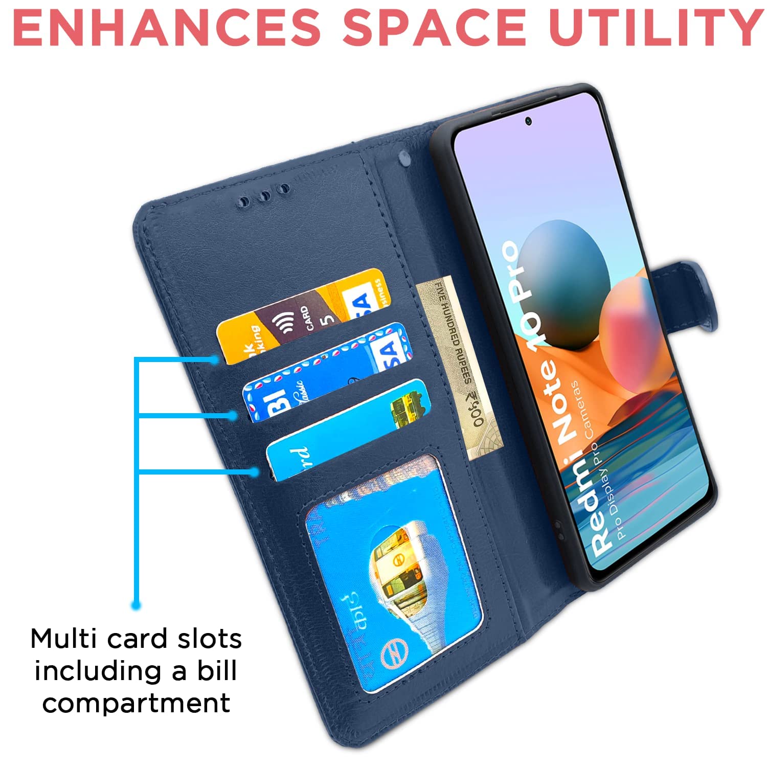 Pikkme Redmi Note 10 Pro Max Vintage Flip Cover | Blue