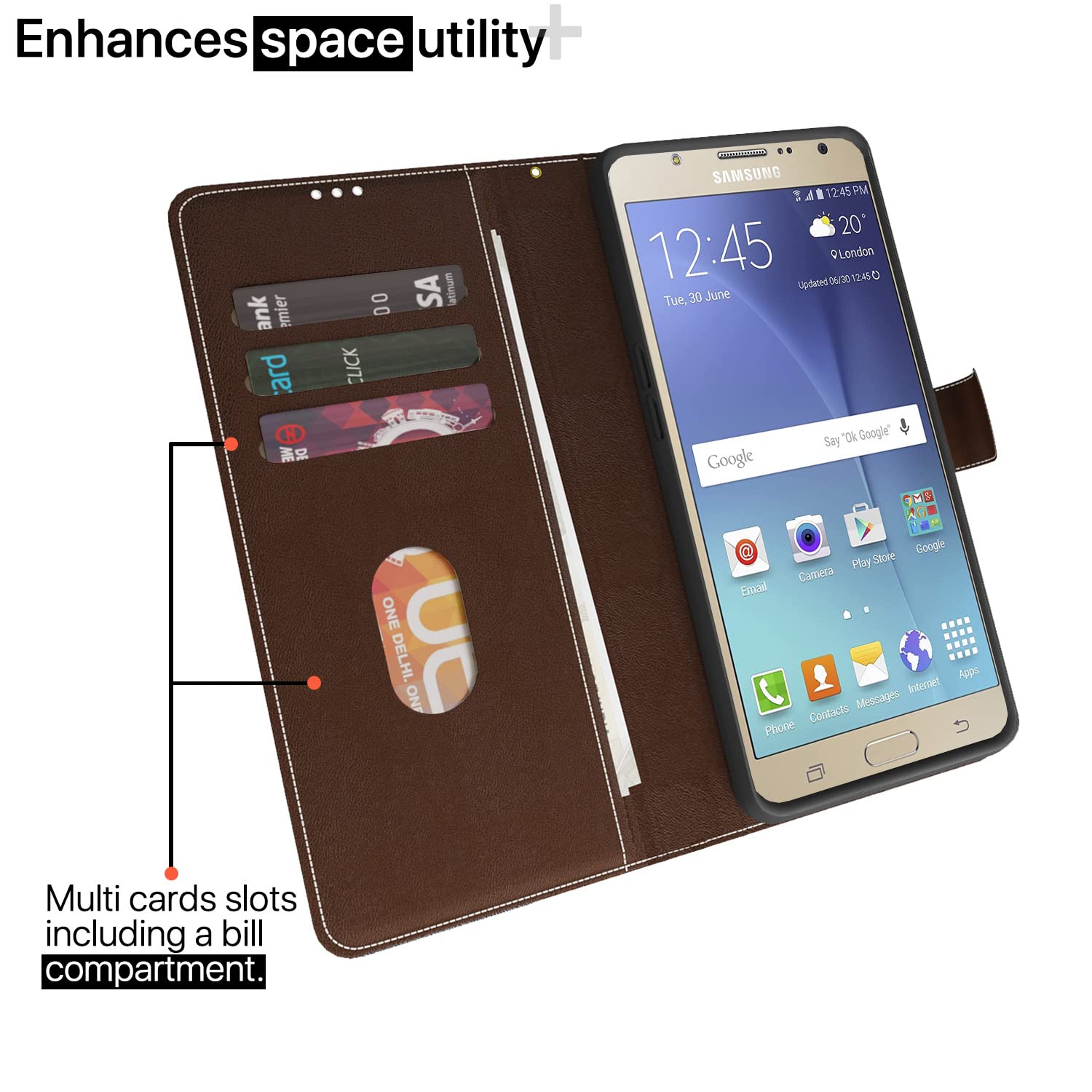 Brown & coffee Magnetic flip case for Samsung J7 2015/J7 – Pikkme – photo 2