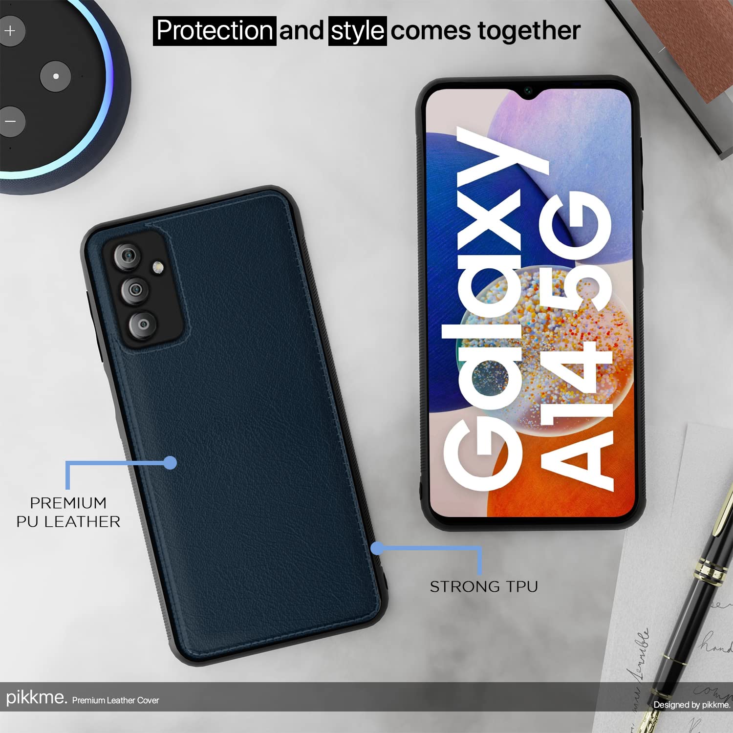 Blue Leather mobile cover for Samsung A14 5G – Pikkme – photo 4