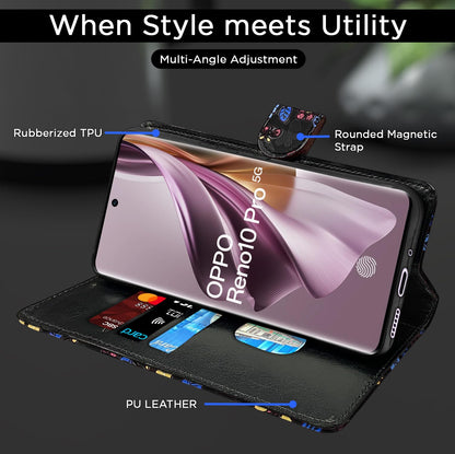 Pikkme Oppo Reno 10 Pro 5G Wallet black flower wallet flip cover – photo 5