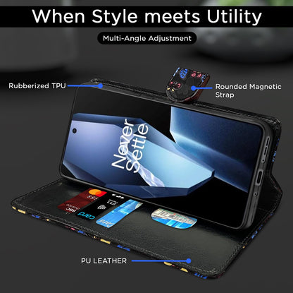Pikkme black flower Wallet mobile flip cover for OnePlus 13R 5G – photo 5